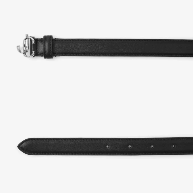 Mini Helina zwarte mini-riem van glad leer