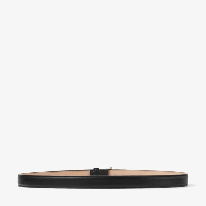 Mini Helina zwarte mini-riem van glad leer