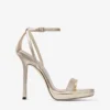 Moza Platform 120 sandalen van Platinum Brilliance-stof Moza Platform 120 sandalen van Platinum Brilliance-stof