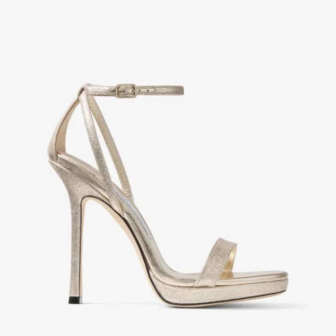 Moza Platform 120 sandalen van Platinum Brilliance-stof Moza Platform 120 sandalen van Platinum Brilliance-stof