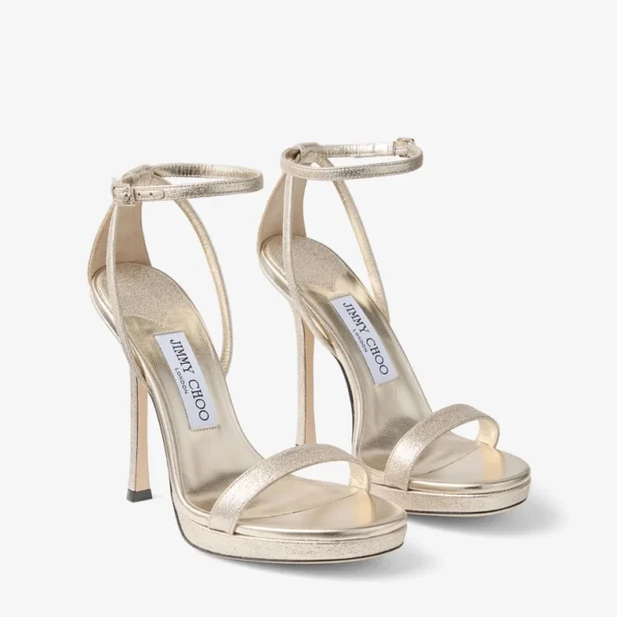 Moza Platform 120 sandalen van Platinum Brilliance-stof Moza Platform 120 sandalen van Platinum Brilliance-stof