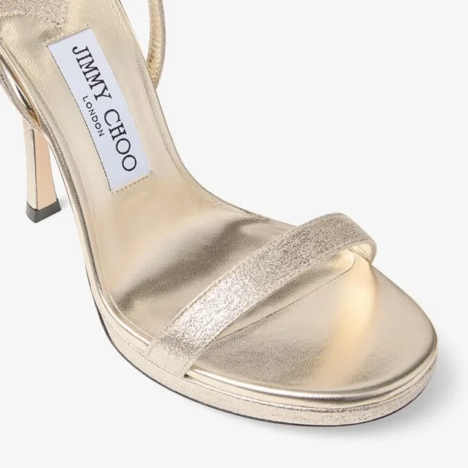 Moza Platform 120 sandalen van Platinum Brilliance-stof Moza Platform 120 sandalen van Platinum Brilliance-stof