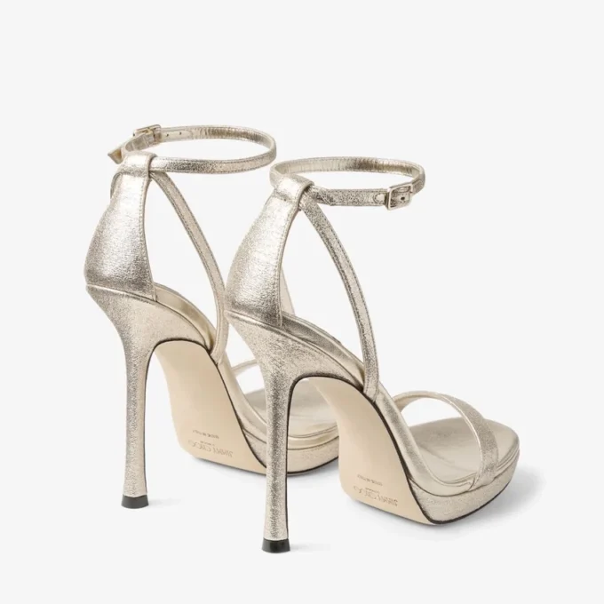 Moza Platform 120 sandalen van Platinum Brilliance-stof Moza Platform 120 sandalen van Platinum Brilliance-stof