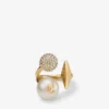 Multi-Charm Ring met parel in goudkleurige afwerking Multi-Charm Ring met parel in goudkleurige afwerking