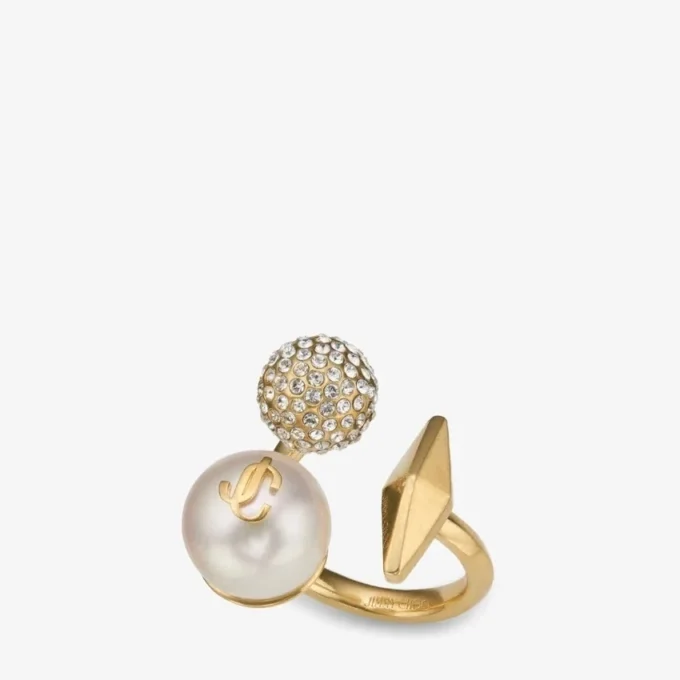 Multi-Charm Ring met parel in goudkleurige afwerking Multi-Charm Ring met parel in goudkleurige afwerking