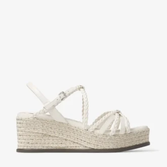 Nyra 60 Latte sandalen met sleehak van nappaleer