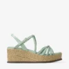 Nyra 60 Verde Nappa-leren sandaal met sleehak Nyra 60 Verde Nappa-leren sandaal met sleehak