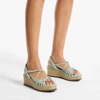 Nyra 60 Verde Nappa-leren sandaal met sleehak