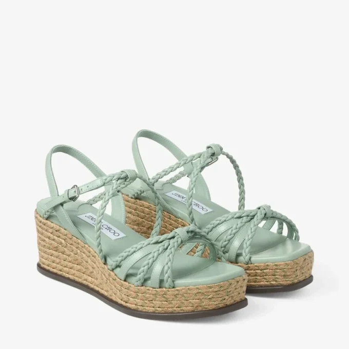 Nyra 60 Verde Nappa-leren sandaal met sleehak Nyra 60 Verde Nappa-leren sandaal met sleehak