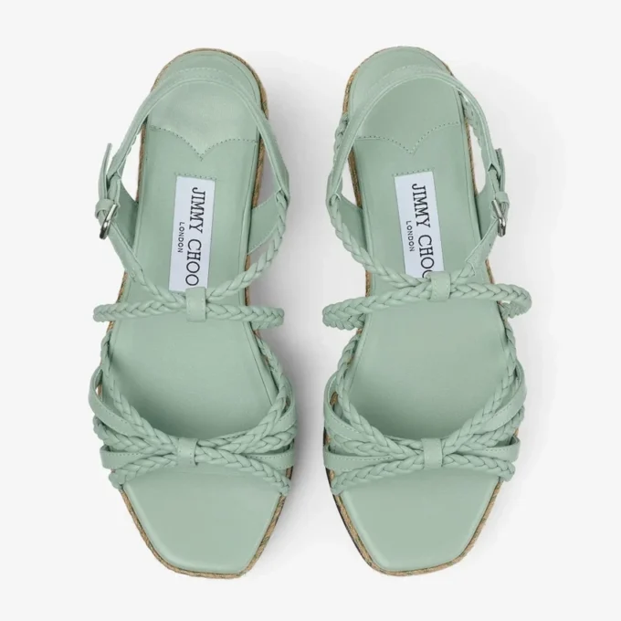 Nyra 60 Verde Nappa-leren sandaal met sleehak Nyra 60 Verde Nappa-leren sandaal met sleehak