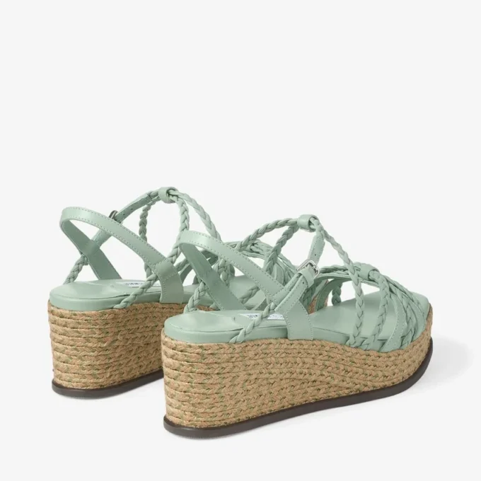 Nyra 60 Verde Nappa-leren sandaal met sleehak Nyra 60 Verde Nappa-leren sandaal met sleehak