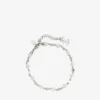 Parel- en kristallen enkelbandje Zilverkleurig metalen enkelbandje met parel-, kristal- en JC-monogramhangers