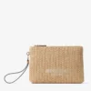 Plat etui met ritssluiting Etui met ritssluiting van raffia in de kleuren Natural en Latte