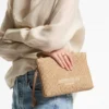 Plat etui met ritssluiting Etui met ritssluiting van raffia in de kleuren Natural en Latte