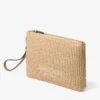 Plat etui met ritssluiting Etui met ritssluiting van raffia in de kleuren Natural en Latte