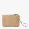 Plat etui met ritssluiting Etui met ritssluiting van raffia in de kleuren Natural en Latte