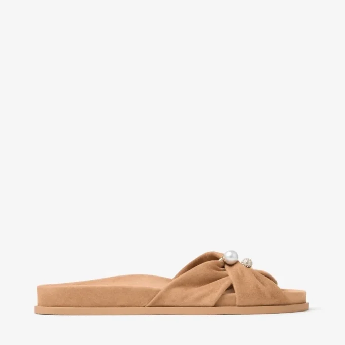 Rafi platte toffee suède platte sandalen Rafi platte toffee suède platte sandalen