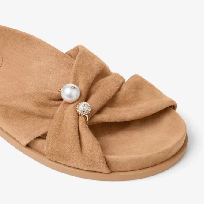 Rafi platte toffee suède platte sandalen Rafi platte toffee suède platte sandalen