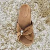 Rafi platte toffee suède platte sandalen Rafi platte toffee suède platte sandalen
