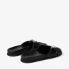 Rafi platte zwarte sandalen van zacht handschoenleer Rafi platte zwarte sandalen van zacht handschoenleer
