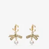 Ribbon Pearl-oorbel Gouden metalen Ribbon Pearl-oorbel Ribbon Pearl-oorbel Gouden metalen Ribbon Pearl-oorbel