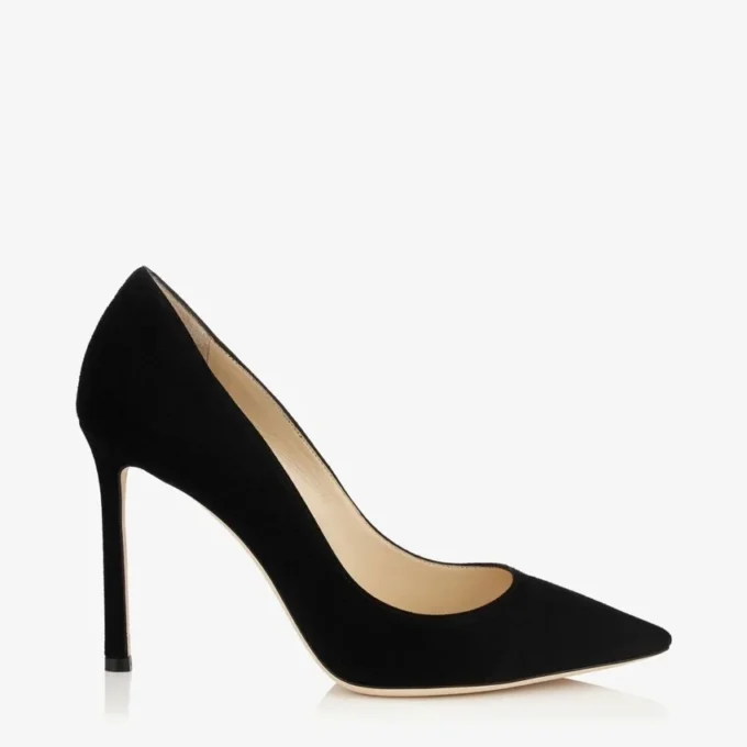 Romy 100 zwarte suède pumps met spitse neus Romy 100 zwarte suède pumps met spitse neus