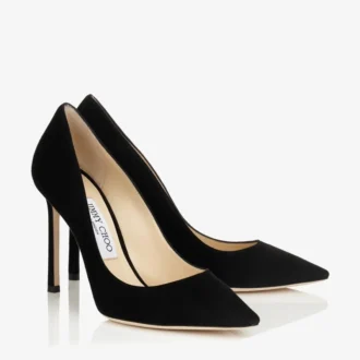 Romy 100 zwarte suède pumps met spitse neus