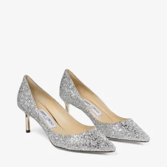 Romy 60 Champagne grove glitterstof puntige pumps