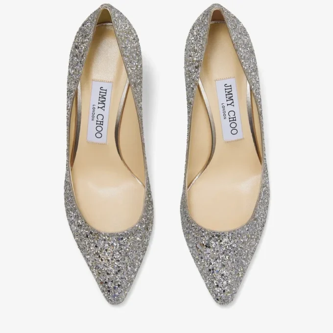Romy 60 Champagne grove glitterstof puntige pumps Romy 60 Champagne grove glitterstof puntige pumps