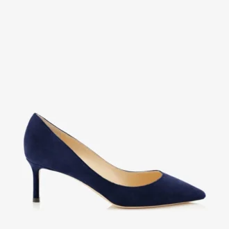 Romy 60 marineblauwe suède pumps met spitse neus