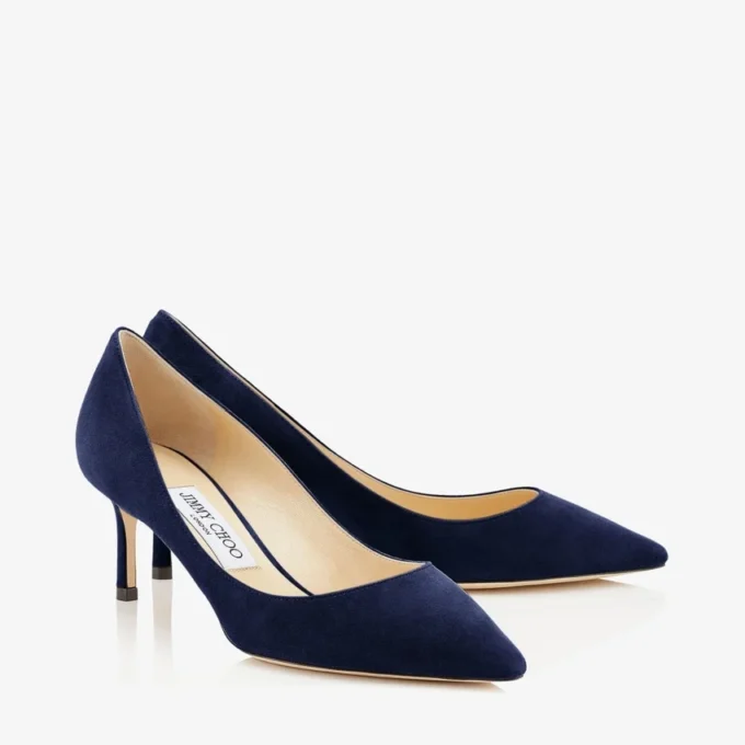 Romy 60 marineblauwe suède pumps met spitse neus Romy 60 marineblauwe suède pumps met spitse neus