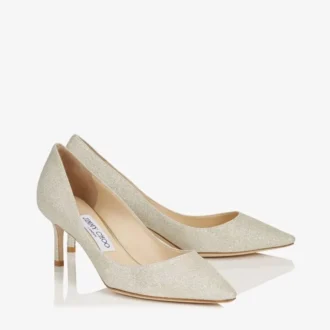 Romy 60 platina Ice Dusty glitter pumps met spitse neus