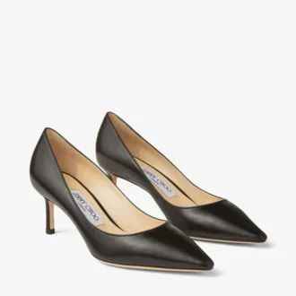 Romy 60 zwarte pumps van geitenleer met spitse neus