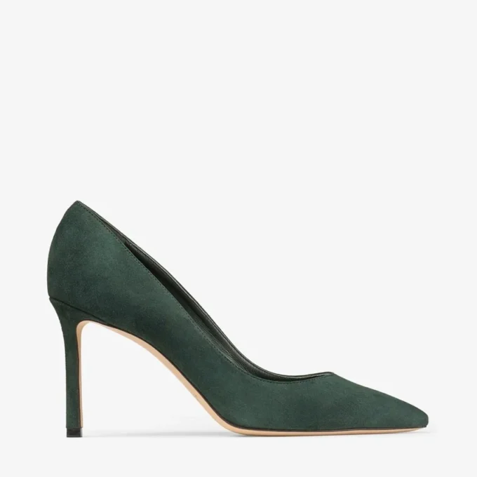 Romy 85 Britsgroene pumps van suède in dezelfde kleur Romy 85 Britsgroene pumps van suède in dezelfde kleur