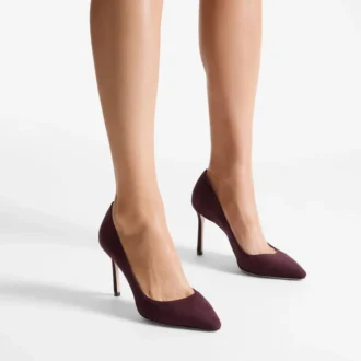 Romy 85 diepe merlotkleurige suède pumps