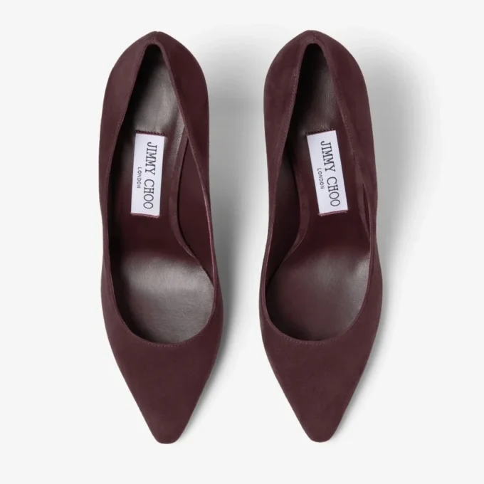 Romy 85 diepe merlotkleurige suède pumps Romy 85 diepe merlotkleurige suède pumps
