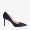Romy 85 marineblauwe suède pumps met spitse neus Romy 85 marineblauwe suède pumps met spitse neus