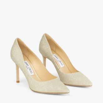 Romy 85 platina Ice Dusty Glitter pumps met spitse neus