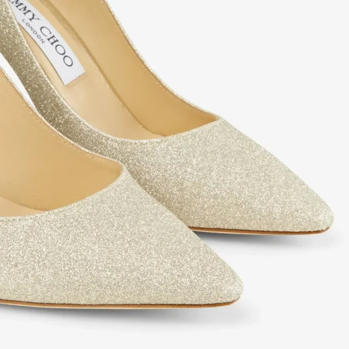 Romy 85 platina Ice Dusty Glitter pumps met spitse neus Romy 85 platina Ice Dusty Glitter pumps met spitse neus