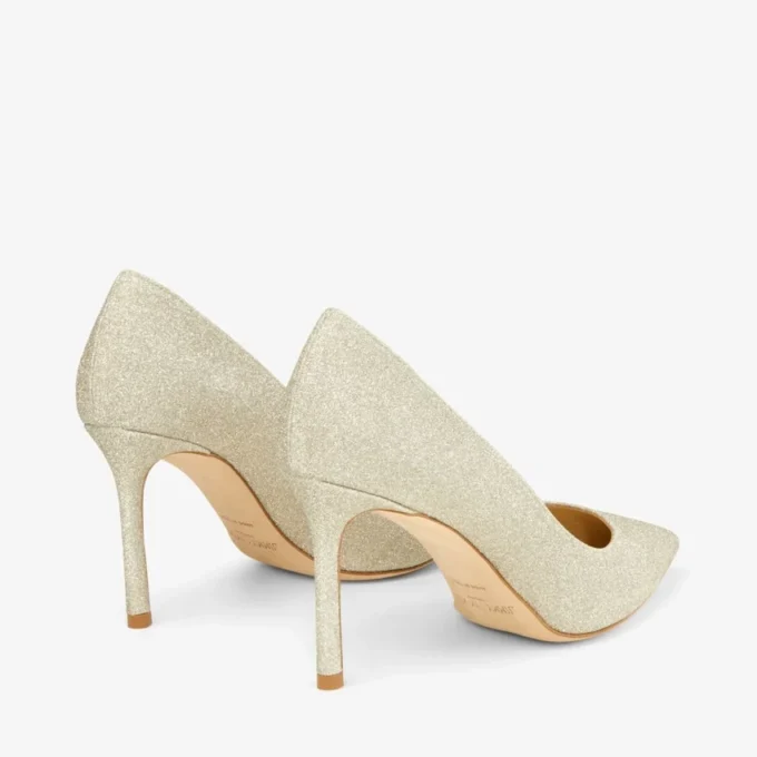 Romy 85 platina Ice Dusty Glitter pumps met spitse neus Romy 85 platina Ice Dusty Glitter pumps met spitse neus