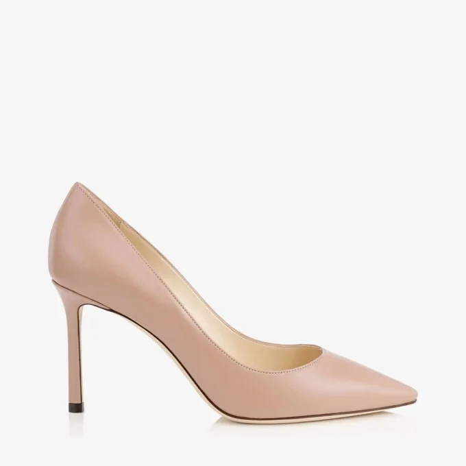Romy 85 spitsneus pumps van balletroze geitenleer Romy 85 spitsneus pumps van balletroze geitenleer