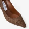 Romy 85 Tan pumps van fijn raffia