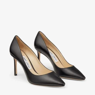 Romy 85 Zwarte Pumps met Spitse Neus van Geitenleer