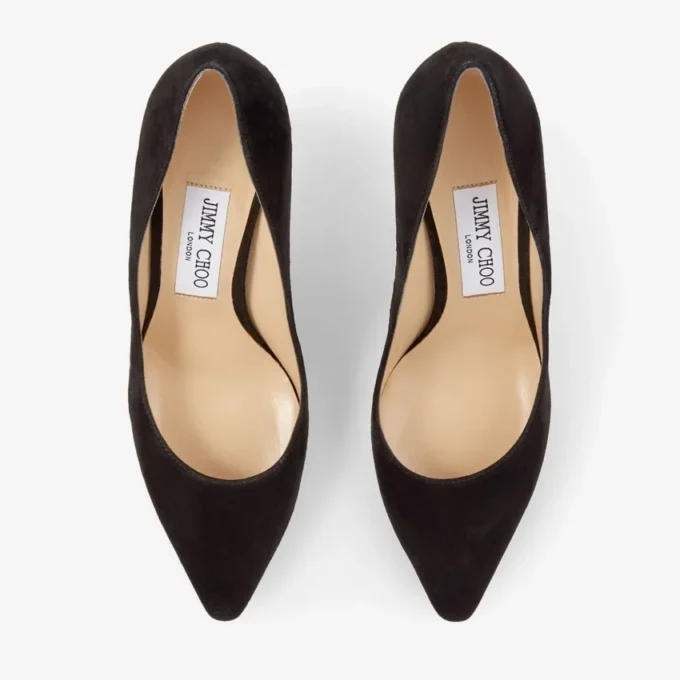 Romy 85 Zwarte suède pumps met spitse neus Romy 85 Zwarte suède pumps met spitse neus
