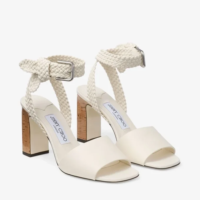 Rori 85 Latte sandalen van glanzend kalfsleer en glanzend kurk Rori 85 Latte sandalen van glanzend kalfsleer en glanzend kurk