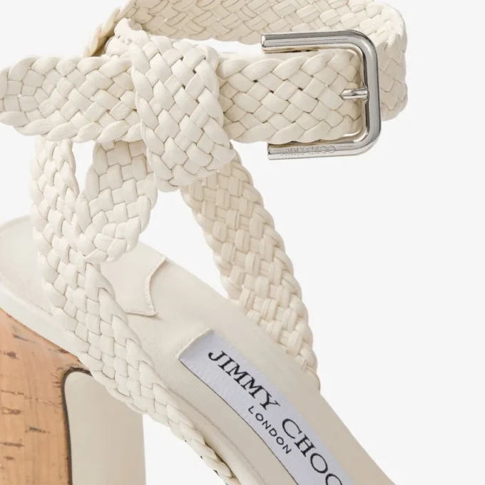 Rori 85 Latte sandalen van glanzend kalfsleer en glanzend kurk Rori 85 Latte sandalen van glanzend kalfsleer en glanzend kurk