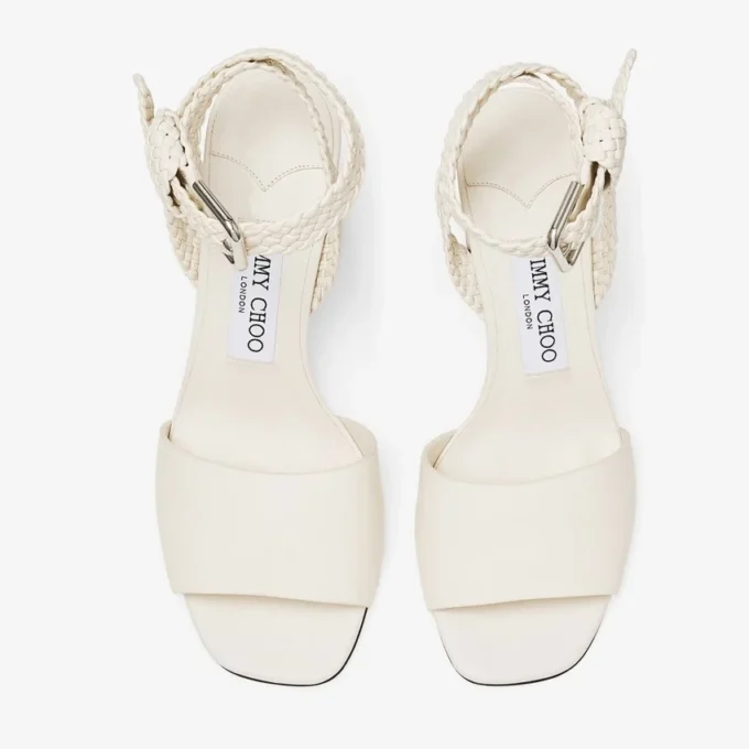 Rori 85 Latte sandalen van glanzend kalfsleer en glanzend kurk Rori 85 Latte sandalen van glanzend kalfsleer en glanzend kurk