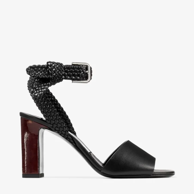 Rori 85 Zwarte sandalen van glanzend kalfsleer en glanzend kurk Rori 85 Zwarte sandalen van glanzend kalfsleer en glanzend kurk