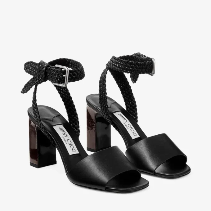 Rori 85 Zwarte sandalen van glanzend kalfsleer en glanzend kurk Rori 85 Zwarte sandalen van glanzend kalfsleer en glanzend kurk