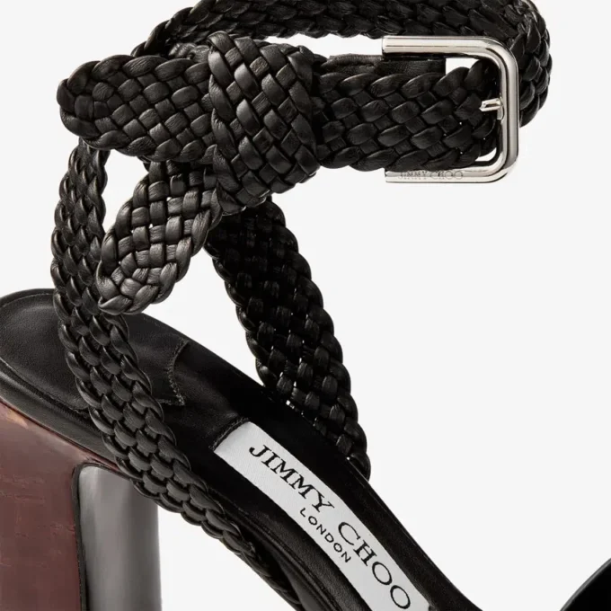 Rori 85 Zwarte sandalen van glanzend kalfsleer en glanzend kurk Rori 85 Zwarte sandalen van glanzend kalfsleer en glanzend kurk